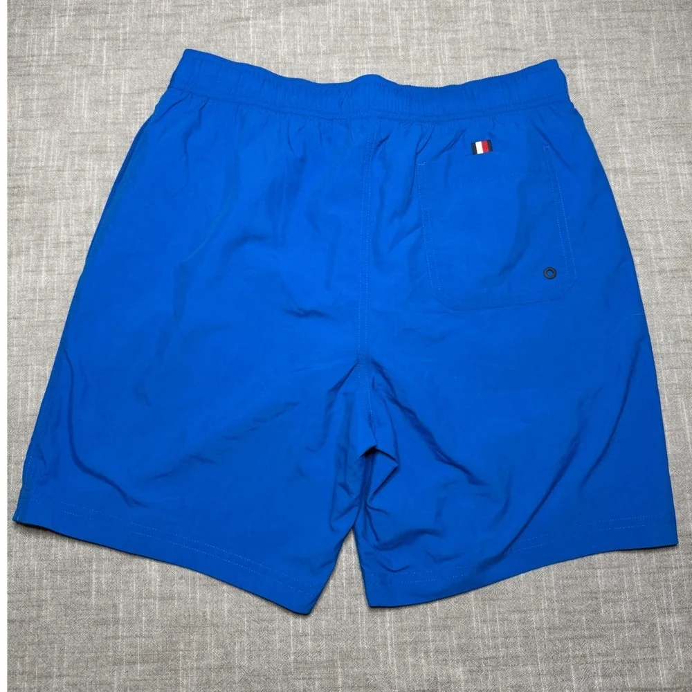 Tommy Hilfiger Mens Blue Logo Swim Trunks Board‎ Shorts Medium 7 Inch Inseam